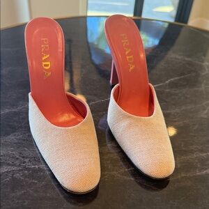 Prada Women's Pink and Cream Mules